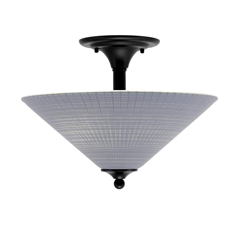 Bristol 16 in. 2-Light Matte Black Transitional Semi-Flush Mount with 16 in