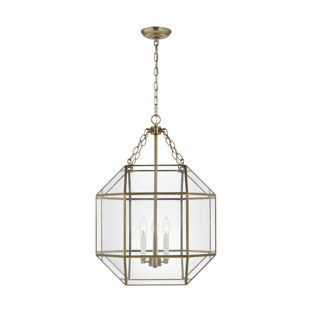 Morrison Satin Brass Lantern Pendant - 18.5" Indoor/Outdoor Light