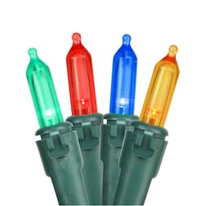 Set of 50 Multi-Color LED Mini Christmas Lights with Green Wire