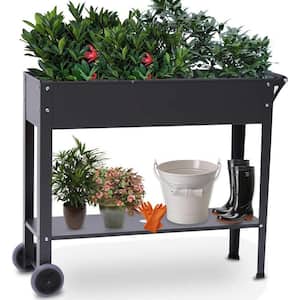 Outdoor Easy Moving Steel Raised Garden Bed with Wheels
