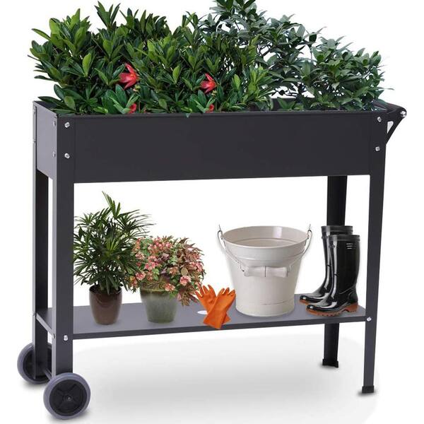 Barton Outdoor Easy Moving Steel Raised Garden Bed with Wheels PLANTER ...