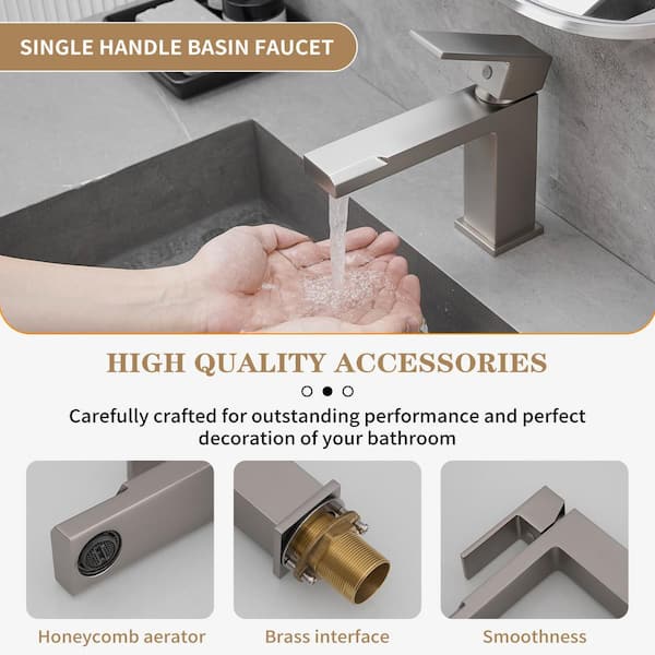 Single Handle Single Hole Bathroom Faucet in Brushed Nickel