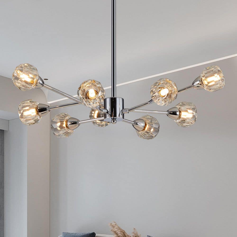 IC Lights S1 Chrome クローム BeamBox 0.5 ft. Crystal Chandeliers,9 Lights Chrome Chandelier for