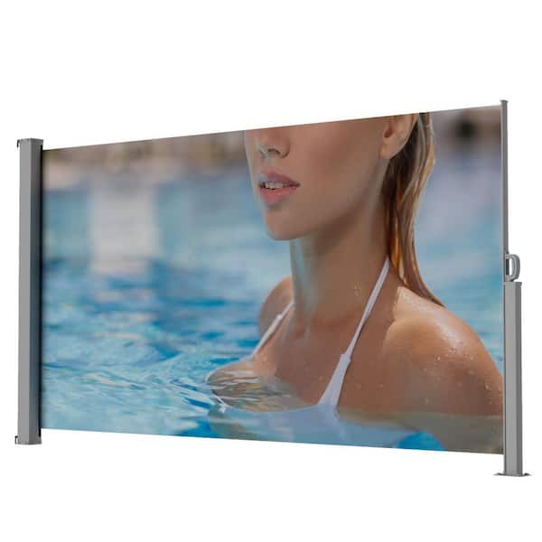 71"x138" Retractable Side Awning Screen, Semi-Transparent with UV Printing, UPF50+, Ideal for Blocking Dust Sunshine