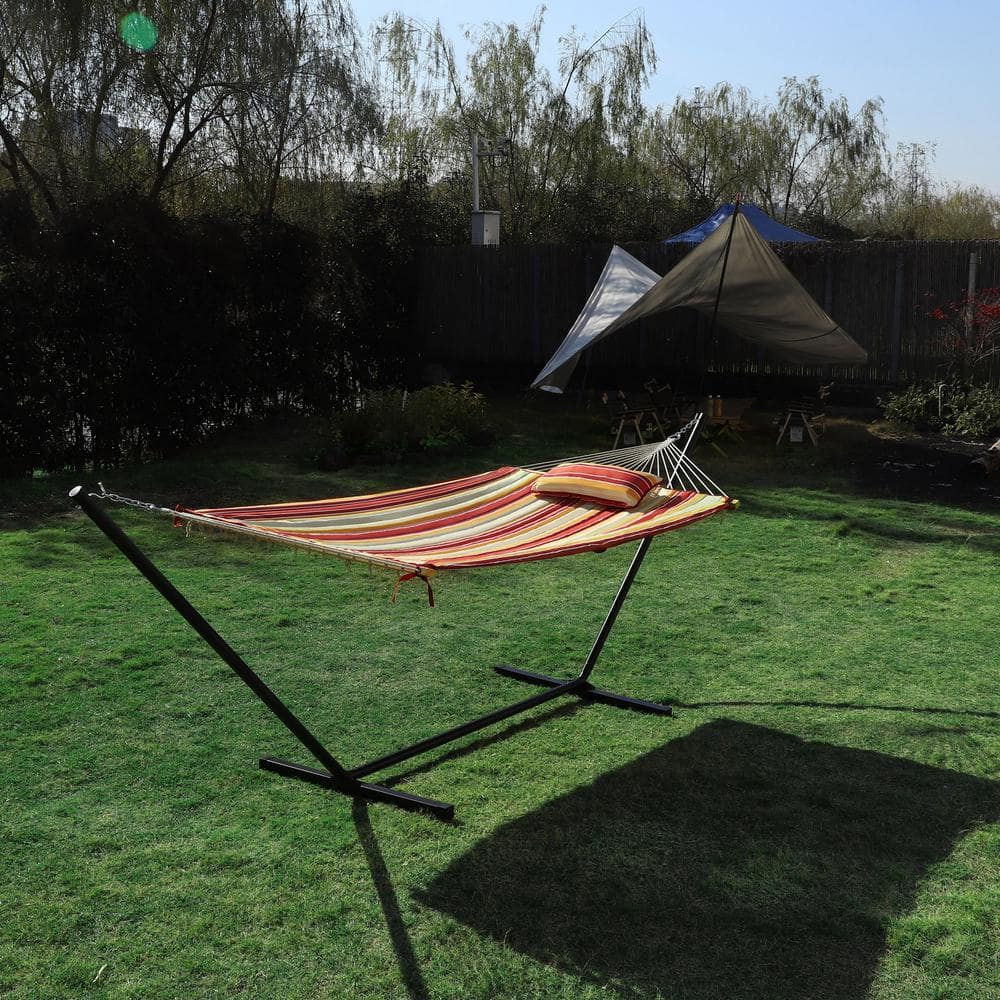 VEIKOUS 12 ft. Hammock with Stand for Outdoor, 2-Person Hammock with ...