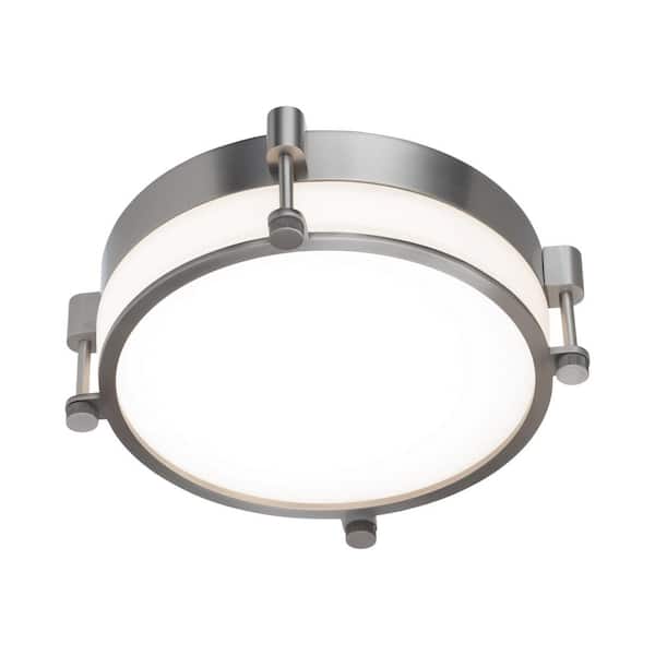 WAC Lighting Wright 14 in. 1-Light 3000K Brushed Nickel LED Flush Mount