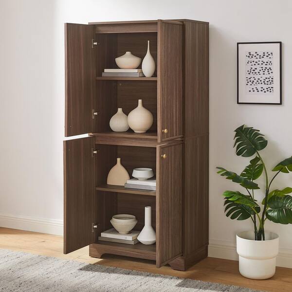 CROSLEY FURNITURE Naomi Walnut Engineered Wood 29.38 in. x 63.5 in