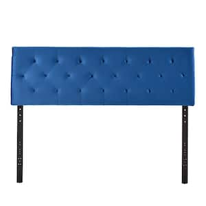 Jane Adjustable Blue Navy Velvet Upholstered King Headboard