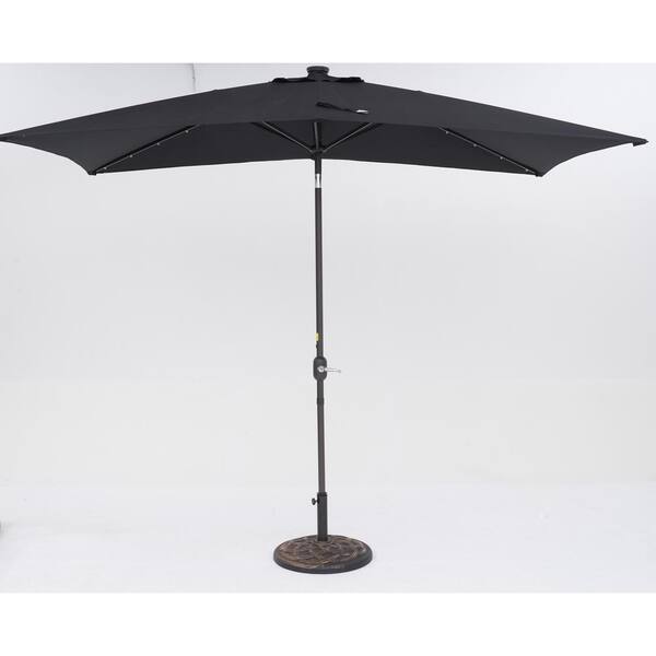 Unbranded 10 ft. Market Patio Umbrella in Black with LED