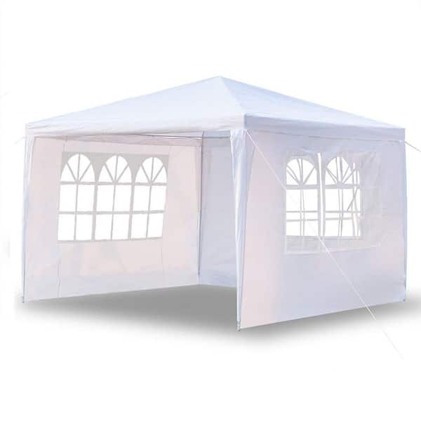 Baleinwalvis Trillen rivier 10 ft. x 10 ft. White Party Tent with 3 Side Walls Outdoor Gazebo Canopy  Camping Shelter SXB551208 - The Home Depot