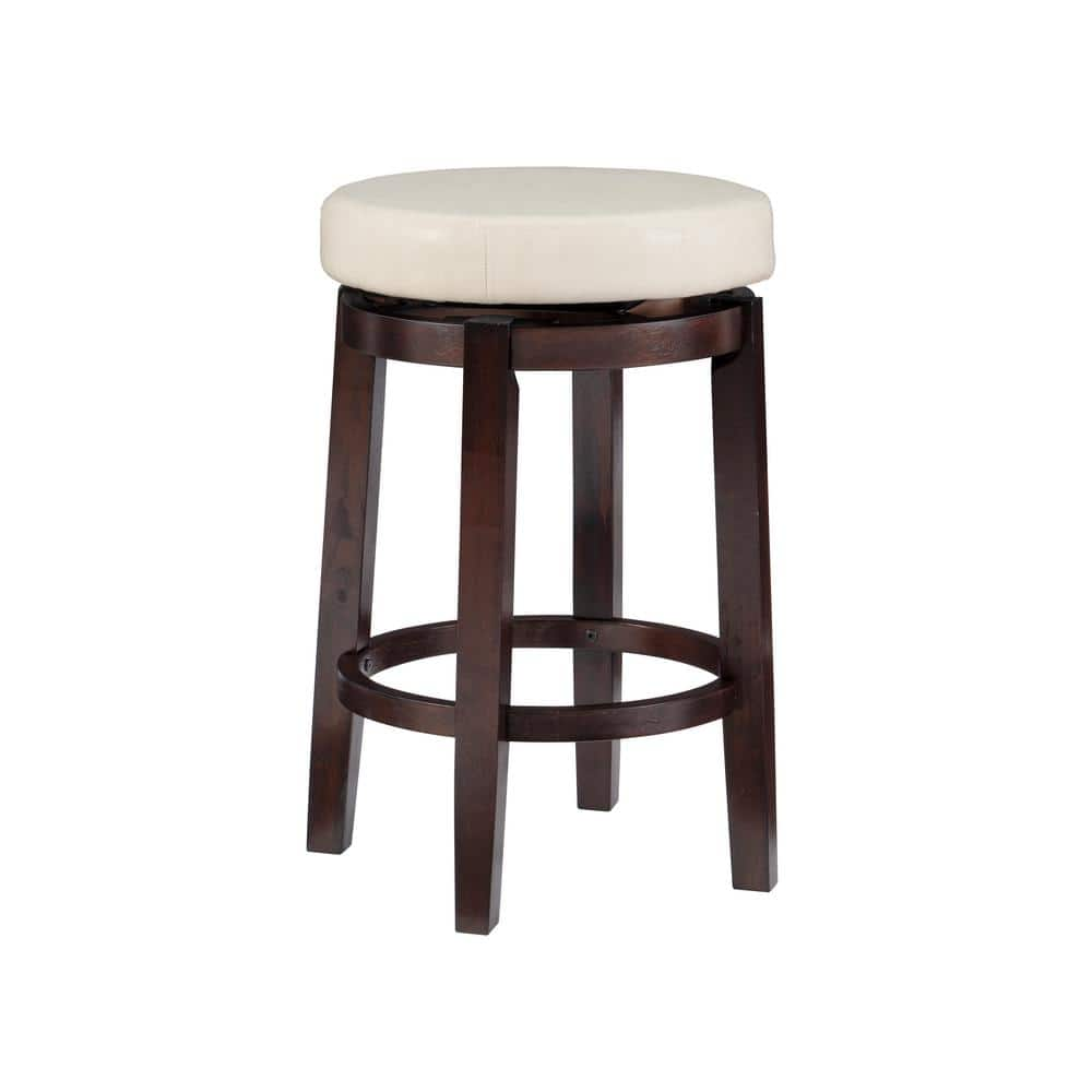 Linon Home Decor Maya Rice Faux Leather Backless Swivel Counter Stool with Padded Seat 98352KRIC 01 KD The Home Depot