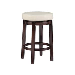 Maya Rice Faux Leather Backless Swivel Counter Stool with Padded Seat