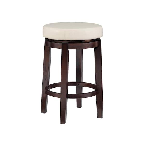 Linon Home Decor Maya Rice Faux Leather Backless Swivel Counter Stool with Padded Seat