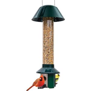 21 in. Tall Green Squirrel Resistant Wild Bird Feeder Mixed Seed - 3 lbs. Seed Capacity - (with Hanger)