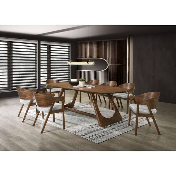 Acme Furniture Crest Walnut Wood 94 in. Trestle Base Dining Table