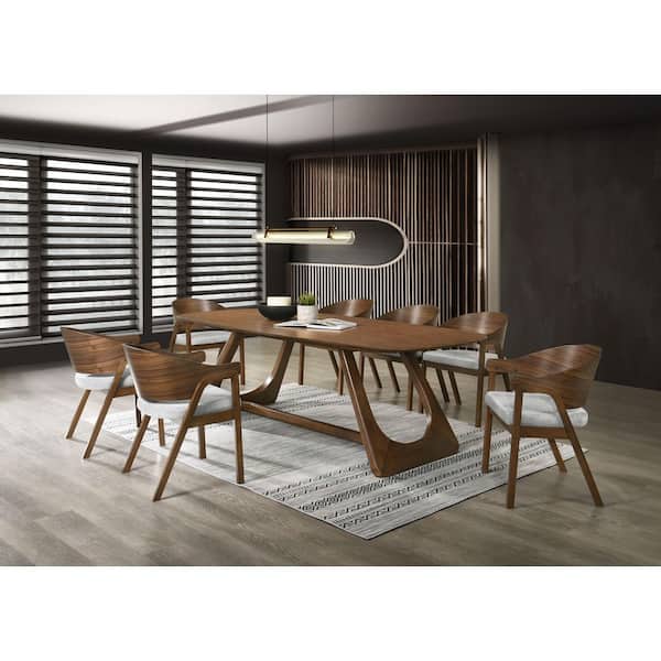 Acme Furniture Crest Walnut Wood 94 in. Trestle Base Dining Table