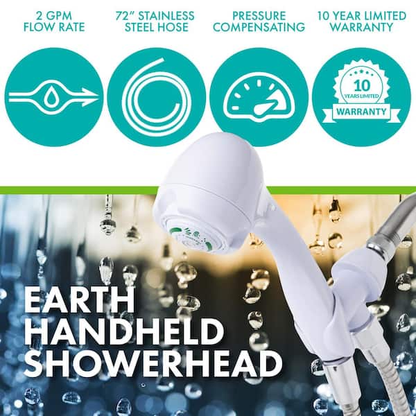 Earth Spa 3-Spray with 2 GPM 2.7-in. Wall Mount Handheld Shower Head in White, (12-Pack)