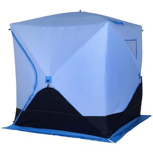 Portable 2-4 Person Pop-Up Ice Shelter Insulated Ice Fishing Tent with Ventilation Windows and Carry Bag