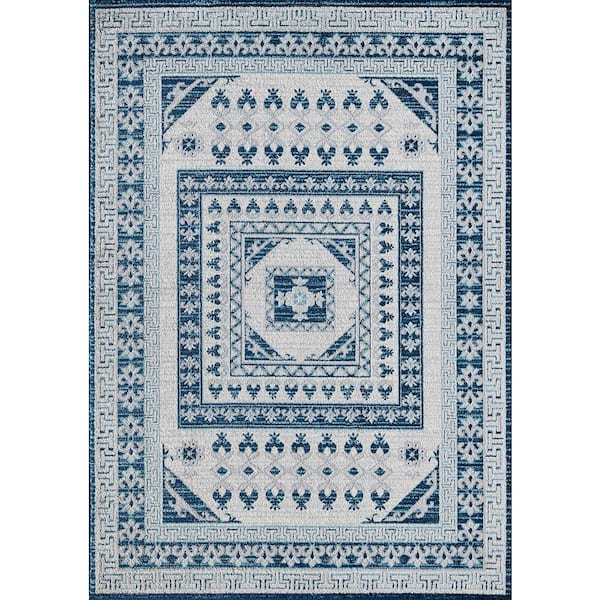 Rugs America Hailey Evening Blue 2'6"x8' Vintage White Area Rug