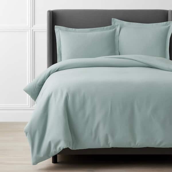 The Company Store Company Cotton Solid Velvet Flannel Seafoam Twin Duvet Cover