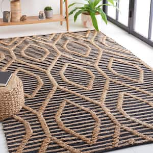 Natural Fiber Black/Beige 5 ft. x 8 ft. Diamond Striped Area Rug