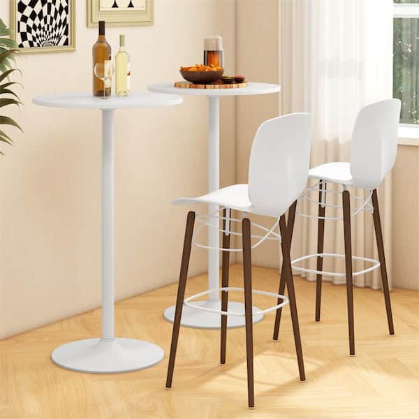 24 in. Round Bistro Table Set of 4, Height Adjustable 40 in. Bar Height Cocktail Table and 22 in. High Coffee Table