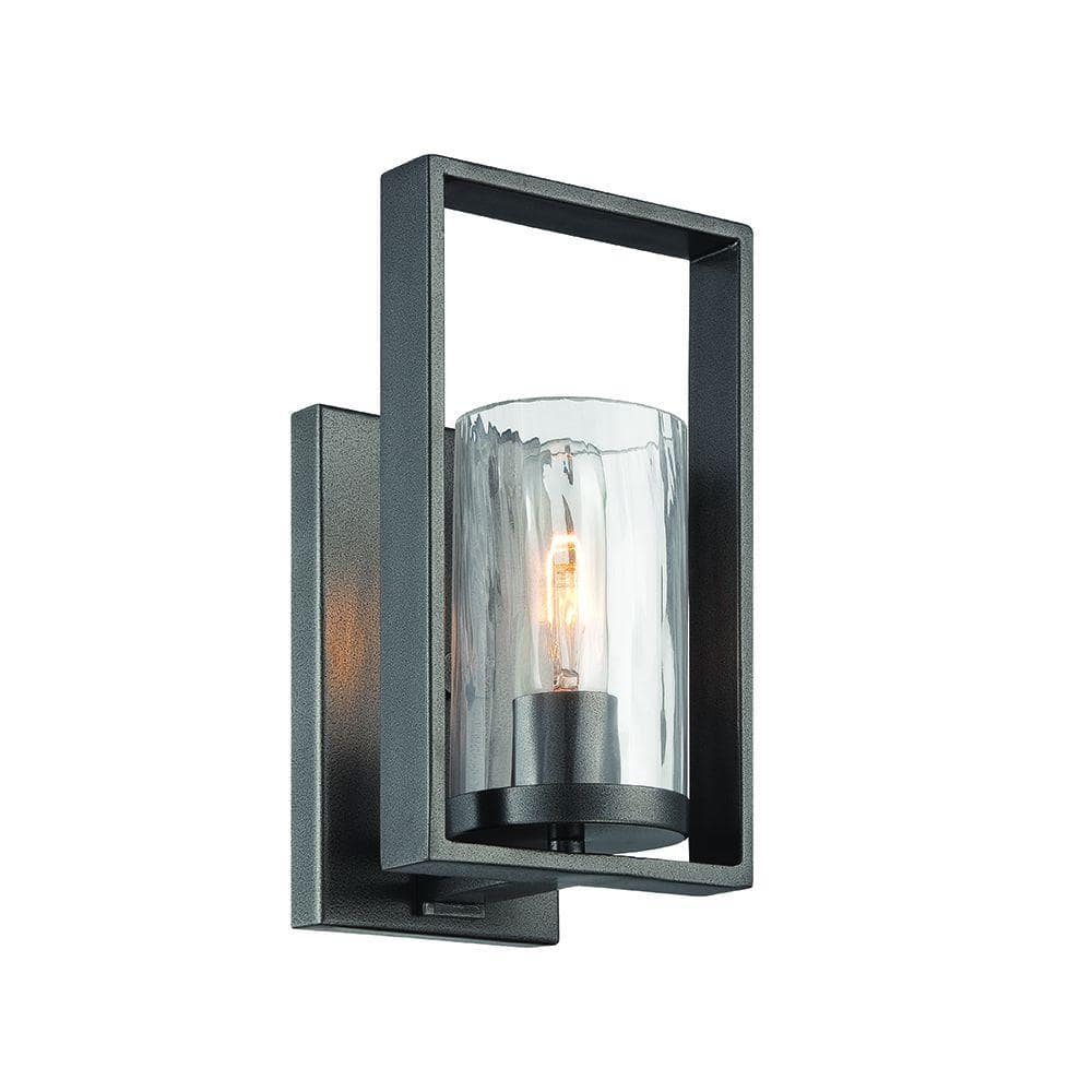 Charcoal Rain Glass 10.75" Wall Sconce with Vintage Edison Bulb