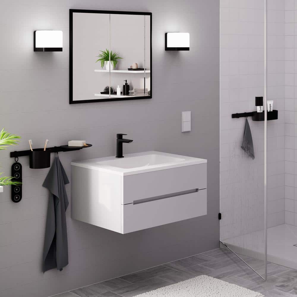 Matte Black Single-Hole Bathroom Faucet with Ergonomic Handle