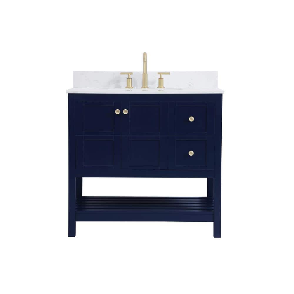 Simply Living 36 in. W x 22 in. D x 34 in. H Bath Vanity in Blue with Calac