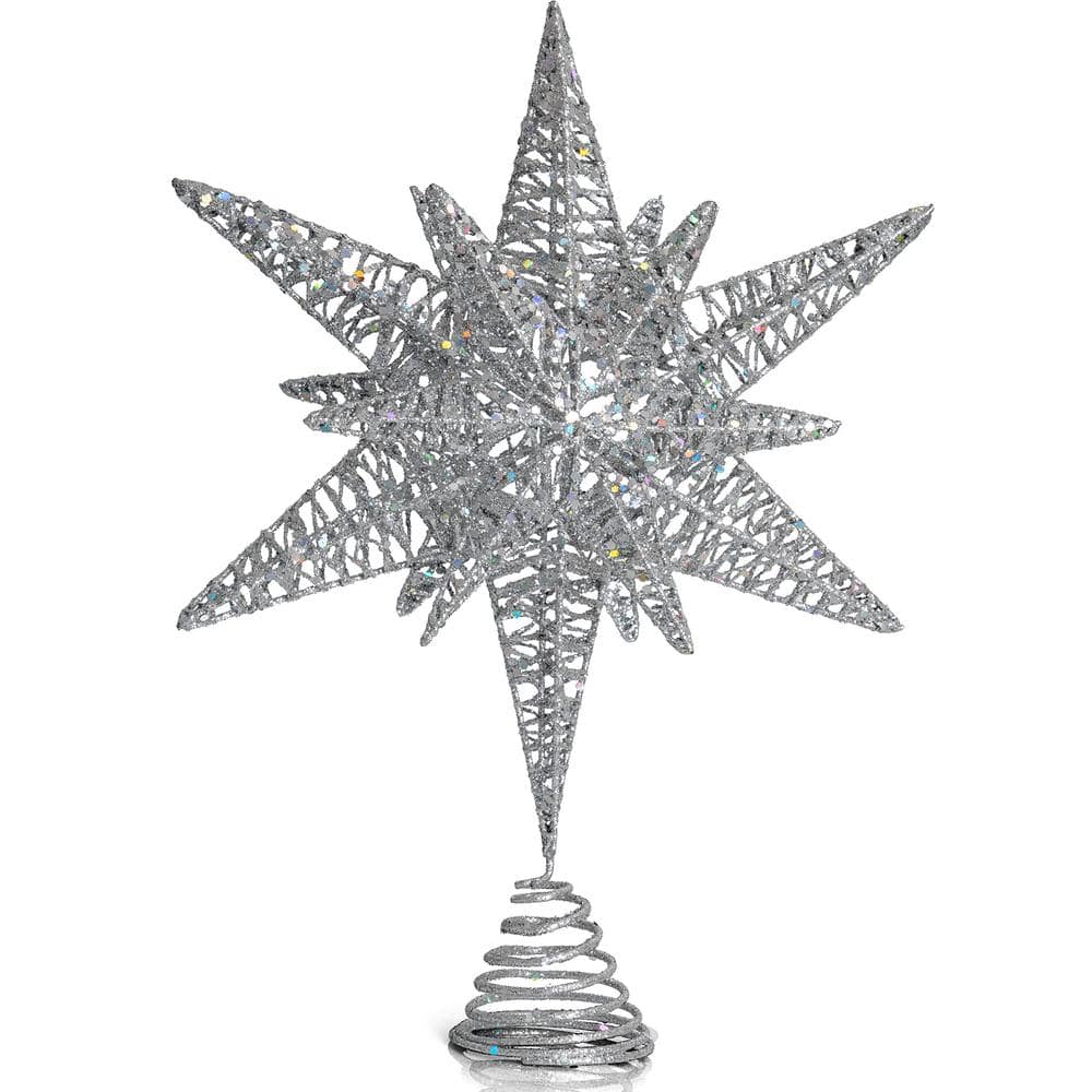 12 Silver Tree Topper Star Low Voltage Warm White Led Lights