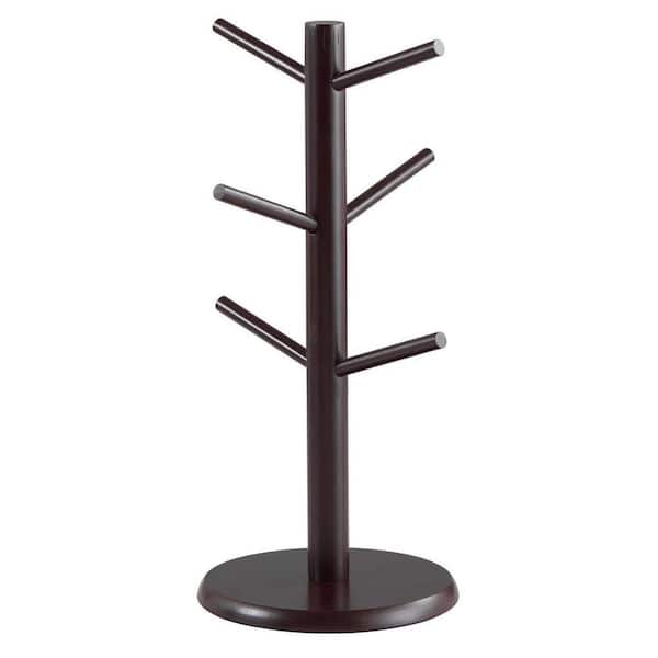 Home Storage Series 6-Hook Brown Mug Holder Tree Coffee Mug Tree with Non-Slip Design Multi-Purpose Mug Hook