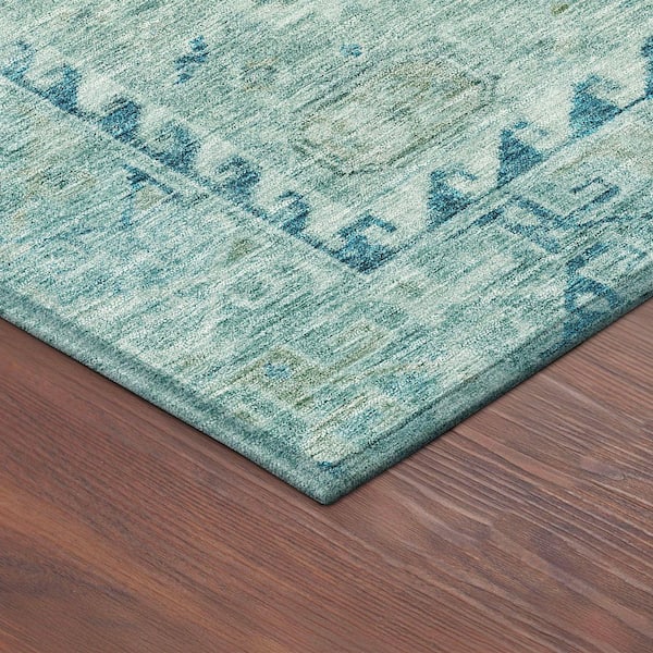 Chantille Machine Washable Indoor/Outdoor Abstract ACN2357 Aqua 5 ft. x 7 ft. 6 in. Area Rug