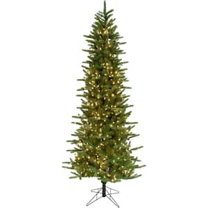 9.0-ft. Pre-Lit Carmel Pine Slim Green Artificial Christmas Tree, Warm White LED Lights