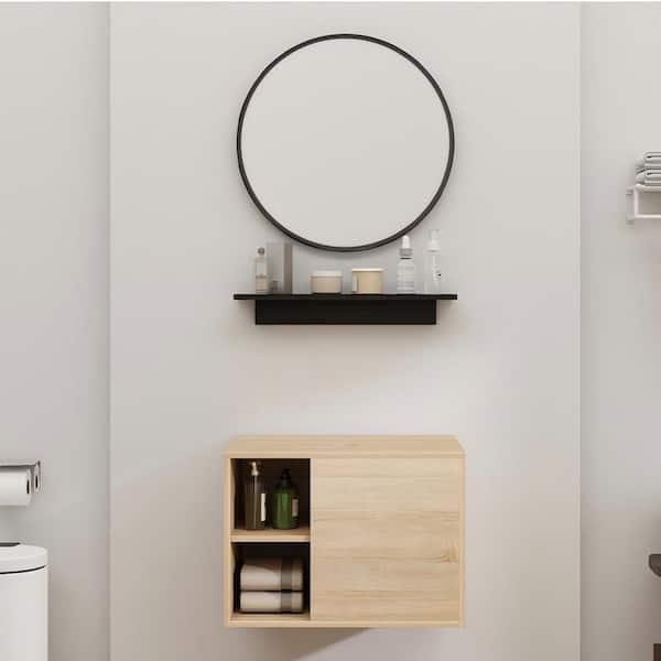 24 in. W x 19 in. D x 17 in. H Vanity Cabinet Only with Mirror in Wood Color