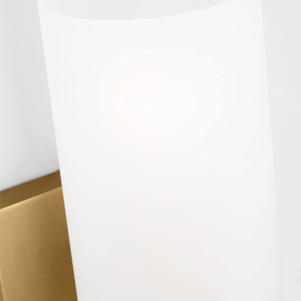 Satin Brass and Etched Glass Small Wall Sconce