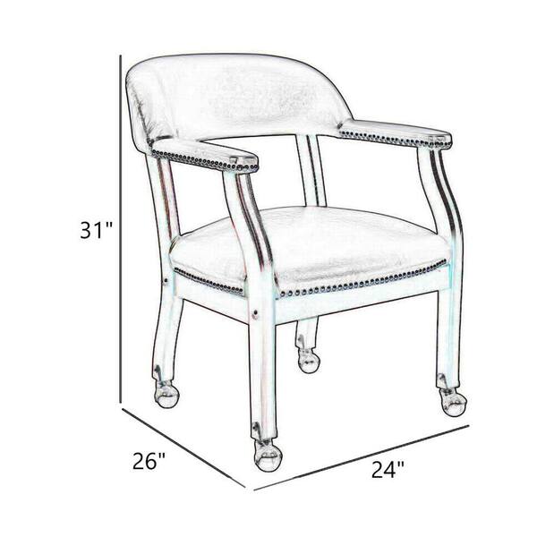 Benjara Anna Vinyl Upholstered Ergonomic Guest Chair in Burgundy