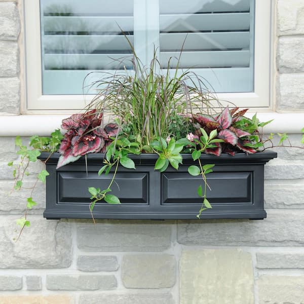 Nantucket 36 in. x 11.5 in. Self-Watering Black Polyethylene Window Box