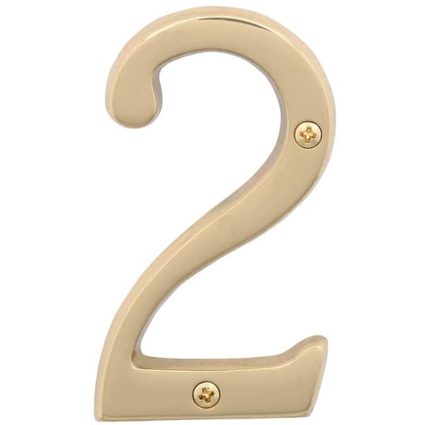 Schlage 4 in. Bright Brass Classic House Number 2