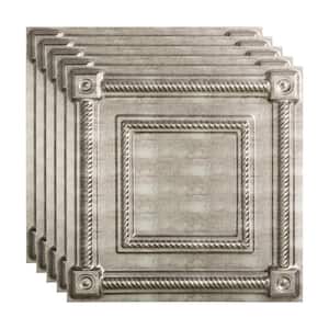 Coffer 2 ft. x 2 ft. Crosshatch Silver Lay-In Vinyl Ceiling Tile (20 sq. ft.)