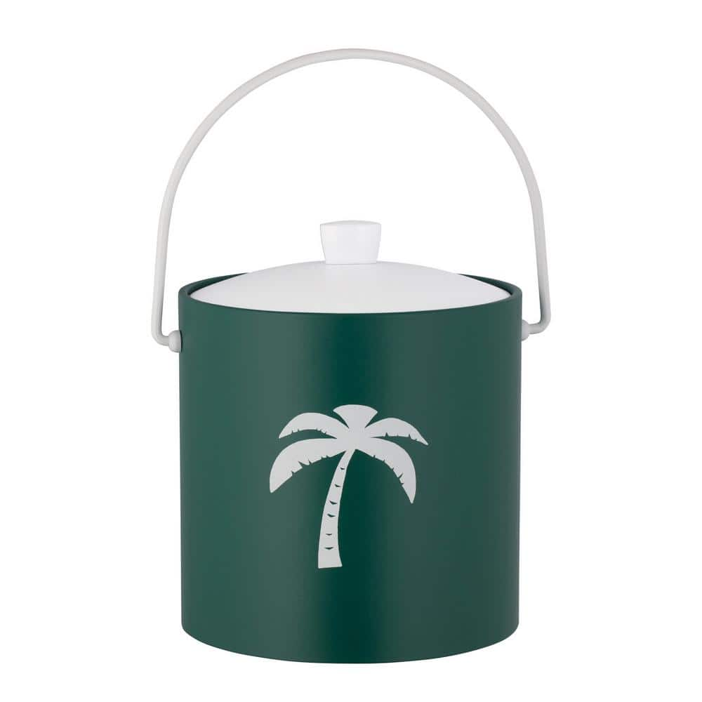 Kraftware PASTIMES Palm Tree 3 qt. Tropic Green Ice Bucket with Acrylic Cover