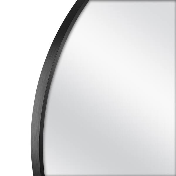 Black Metal Frame Circle Mirror –