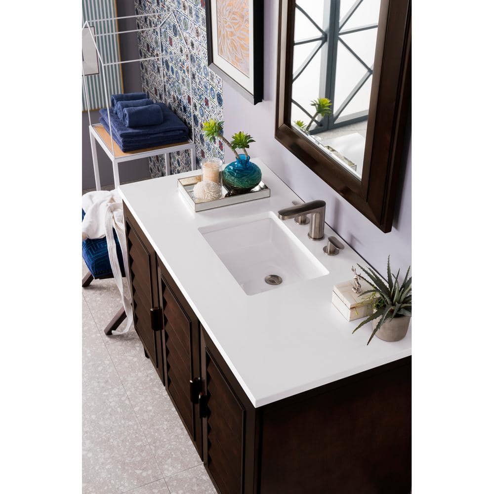 James Martin Vanities Portland 48 In Single Bath Vanity In Burnished Mahogany With Quartz Vanity Top In Classic White With White Basin 620 V48 Bnm 3clw The Home Depot