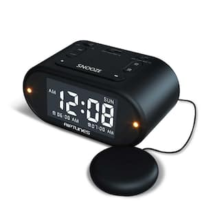 Vibrating Alarm Clock with Big Snooze Button and Full Range Dimmer - Black