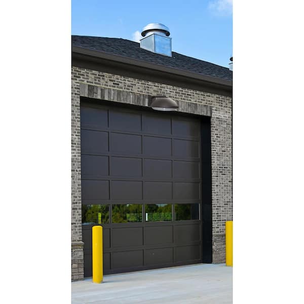 Bronze Aluminum Outdoor Hardwired Barn Sconce with 4000K Integrated LED with Dusk-to-Dawn Sensor and Clear Diffuser