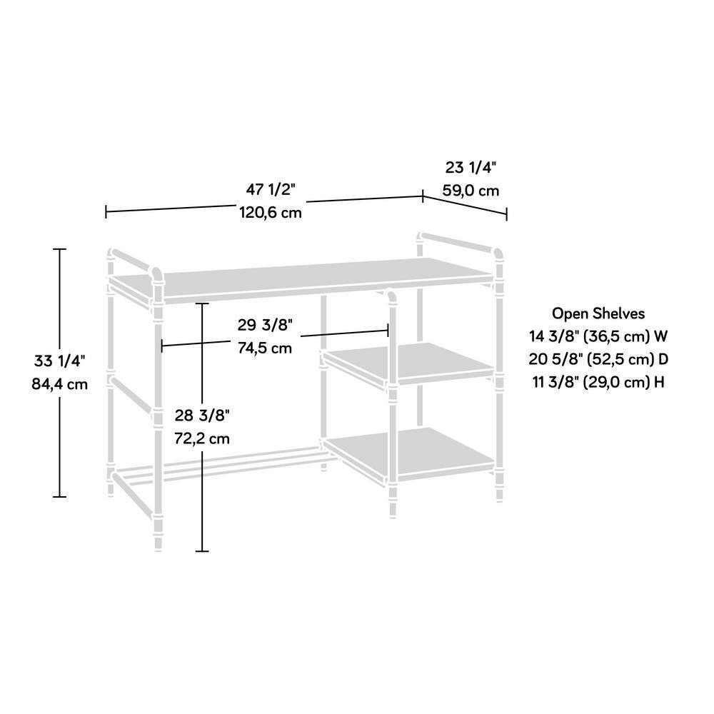 Iron City Black Metal and Oak Wood Desk with Shelves