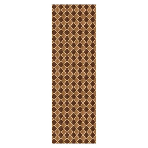 Heavy Duty Beige and Brown 31 in. W x 13 ft. L Indoor/Outdoor Trellis Runner Rug