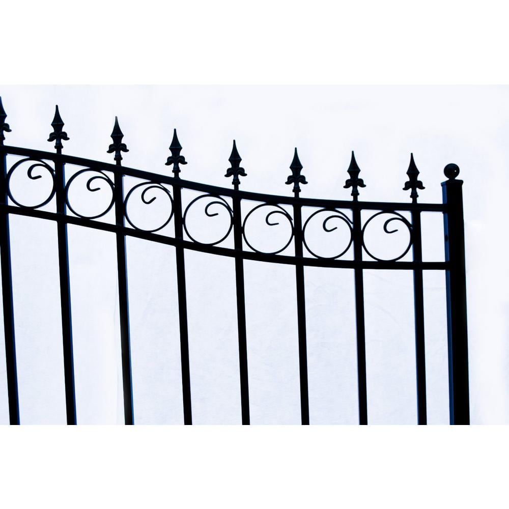Prague Style Black Steel Arched Sliding Driveway Gate with Security Kit