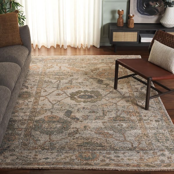 Izmir 6 ft. x 9 ft. Ivory/Gray Distressed Ornate Area Rug