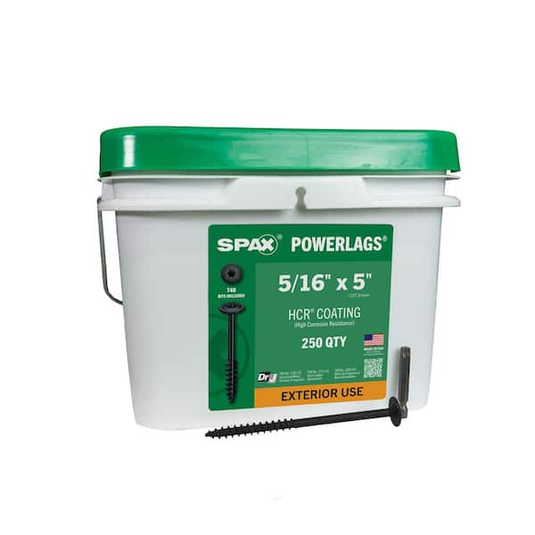 5/16 in. x 5 in. Exterior Washer Head Structural Wood Lag Screws Powerlags Torx T-Star (250 Each) Bulk Pail Bit Included