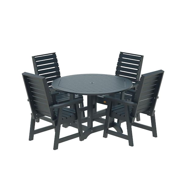 Highwood Glennville 5-Pieces Round Recycled Plastic Outdoor Dining Set